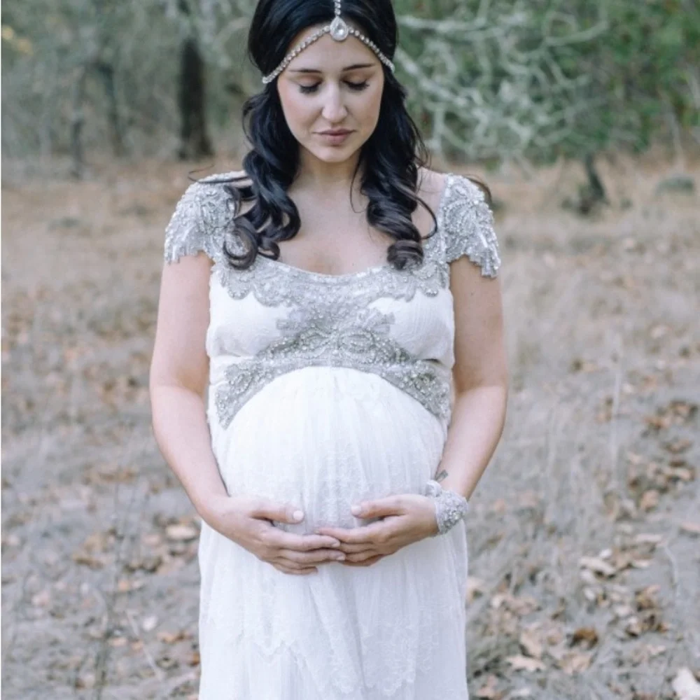 Exquisite Cream and Silver Embellished Wedding Gown - Picture 5 of 5